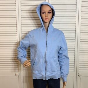 Pact Light Blue Hoodie Fleeced Sweatshirt in Organic Cotton Medium